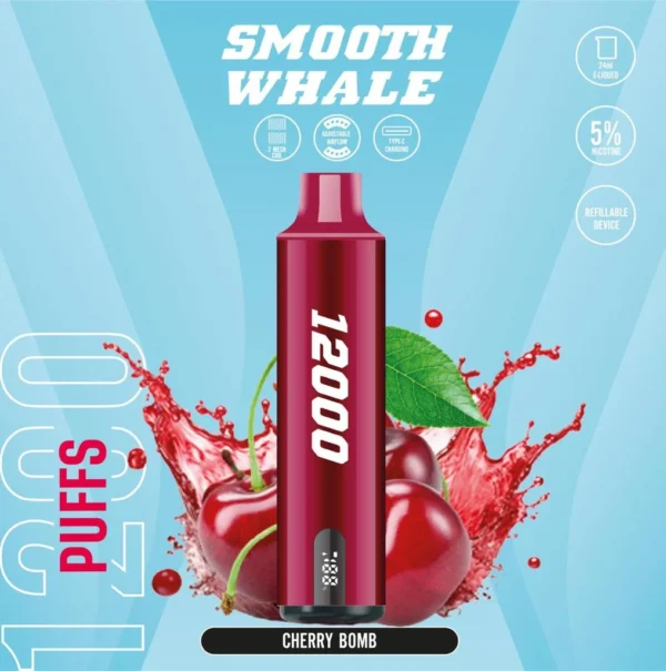 SMOOTH Whale 12000 Disposable Vape Cherry Bomb 12000 Puffs 20MG