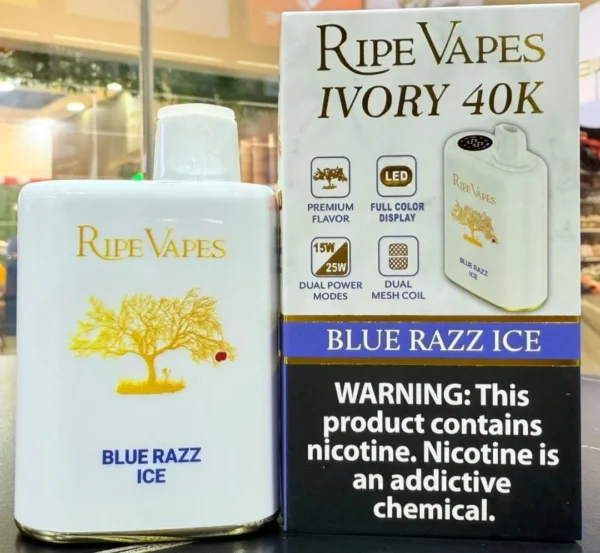 Ripe Vapes Ivory 40K Puffs flavor blue razz ice