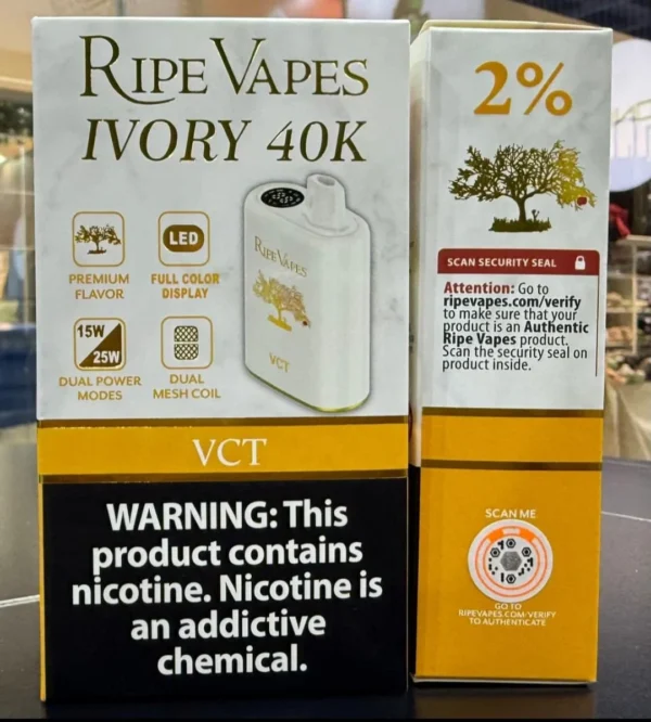 Ripe Vapes Ivory 40K Puffs flavor vct