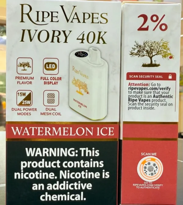 Ripe Vapes Ivory 40K Puffs flavor watermelon ice (2)
